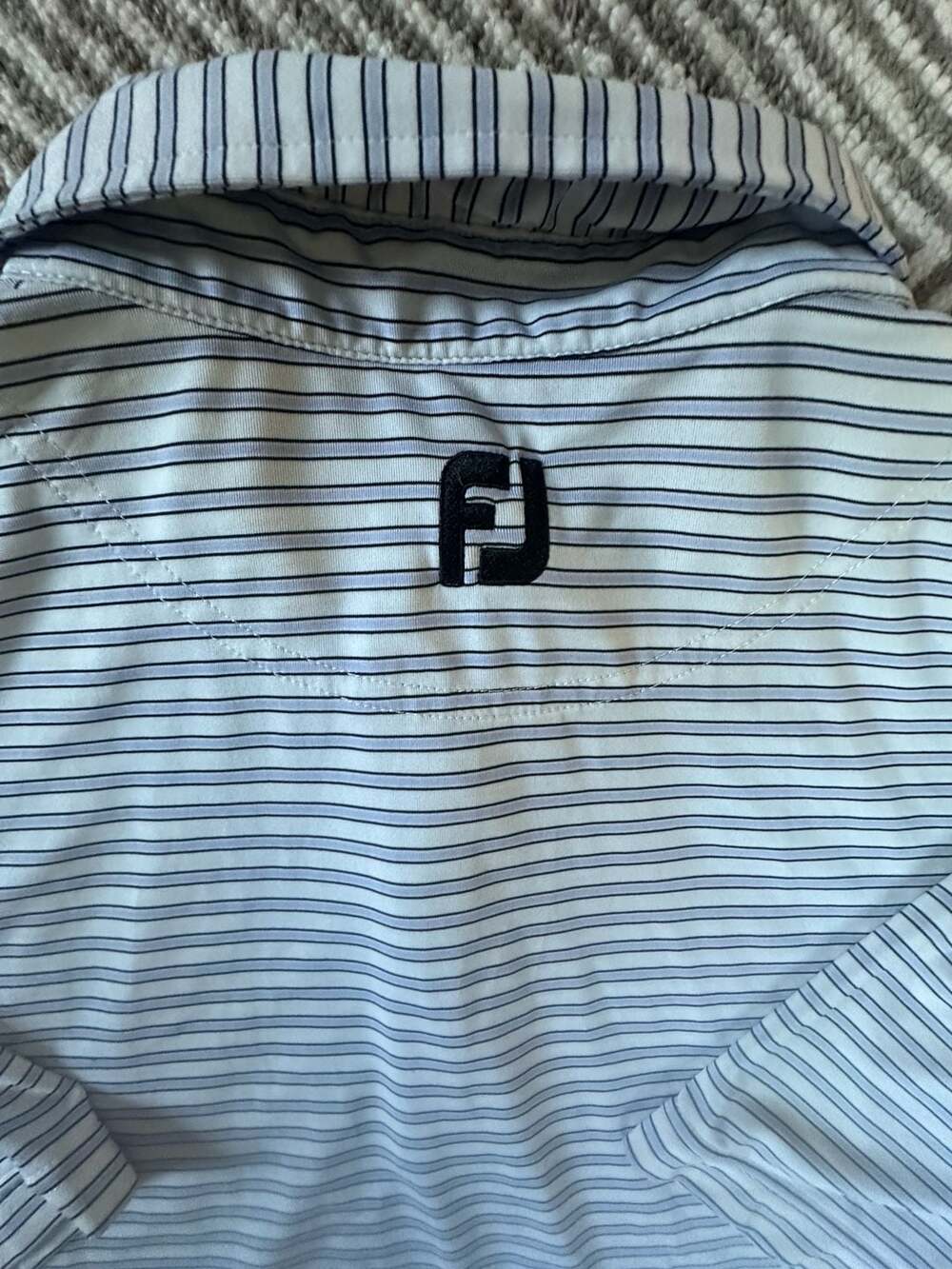 FootJoy Classic Stripe Polo Size M White Blue Golf Shirt